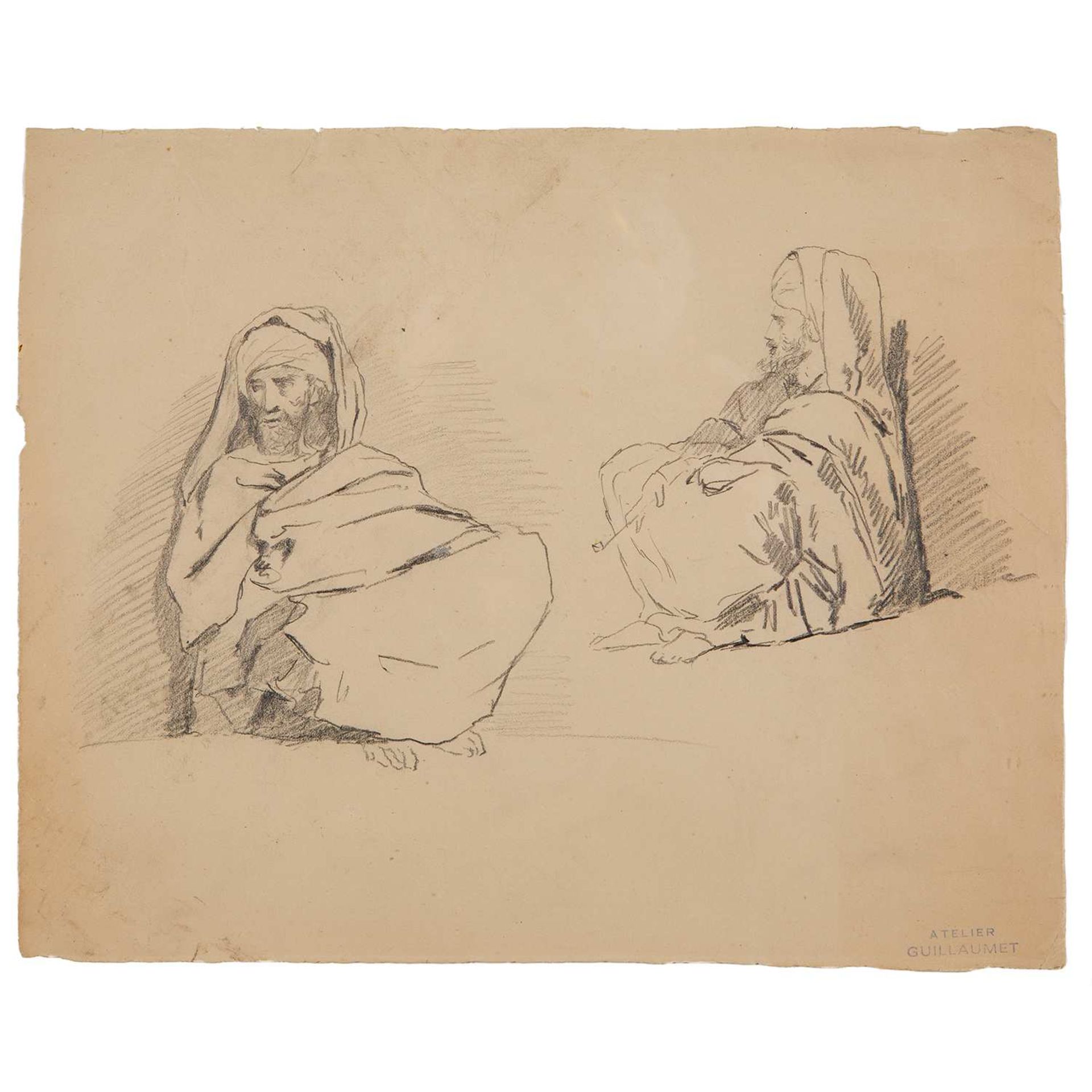 GUSTAVE-ACHILLE GUILLAUMET (1840-1887) ÉTUDE D'ORIENTAL ASSIS STUDY OF A SEATED ARAB Dessin au