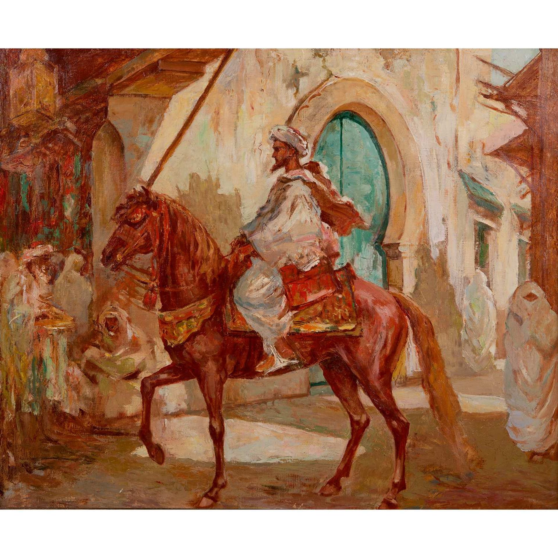 ÉDOUARD VERSCHAFFELT (1875-1955) LE FIER CAVALIER MAROCAIN THE PROUD MOROCCAN HORSEMAN Huile sur