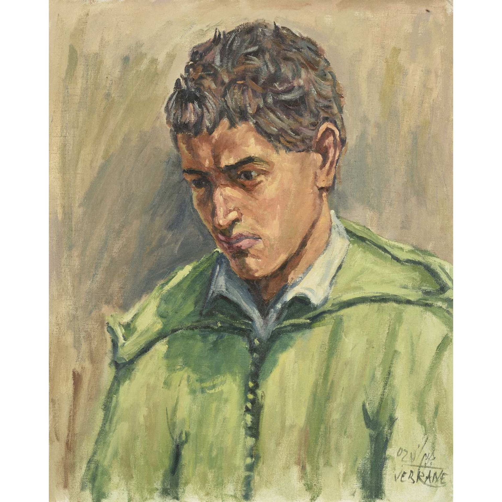 DRISS JEBRANE (NÉ EN 1968) PORTRAIT DE JEUNE MAROCAIN PORTRAIT OF A MOROCCAN MAN Huile sur toile,