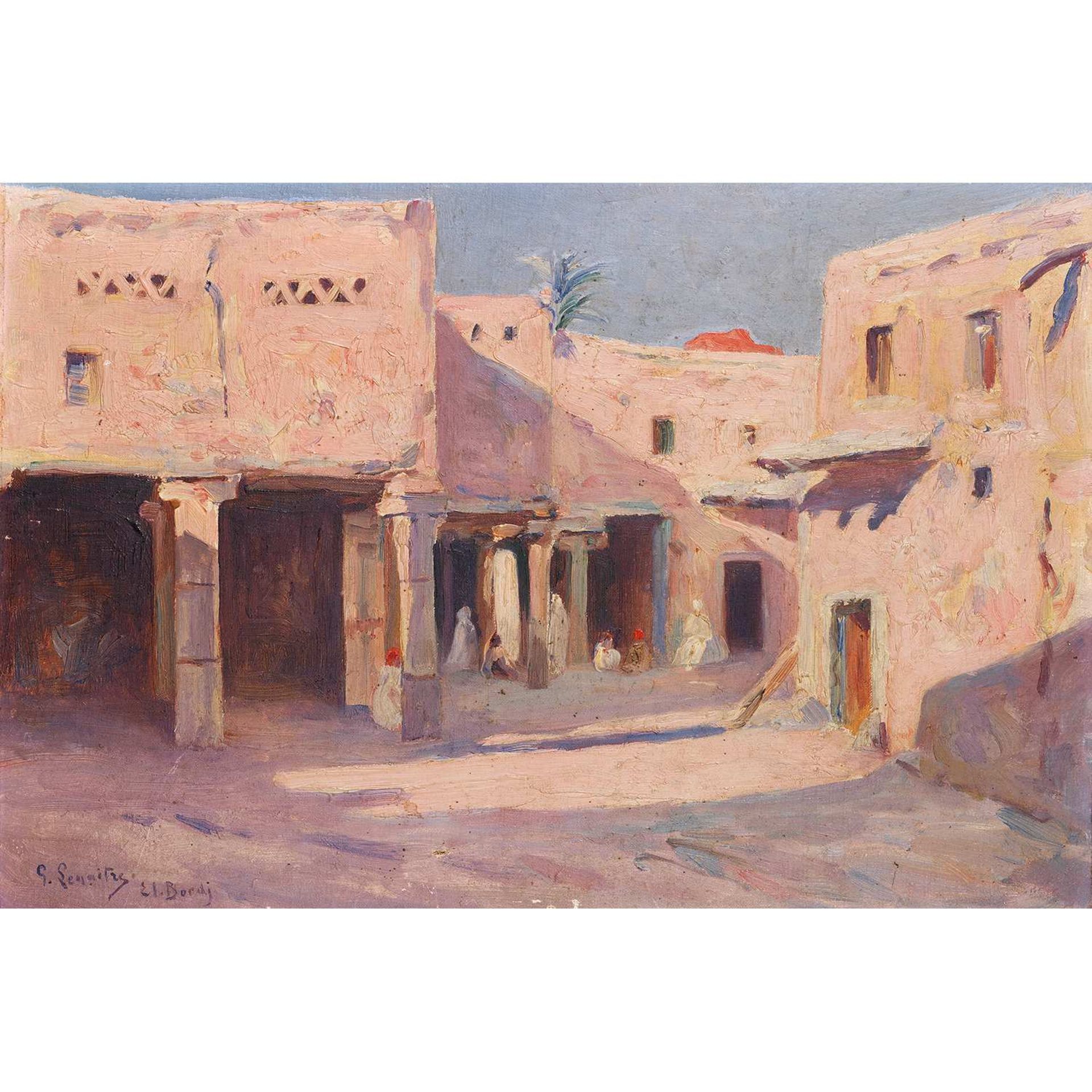 GUSTAVE LEMAÎTRE (1860-1920) RUE ANIMÉE À EL BORDJ (ALGÉRIE) ANIMATED STREET IN EL BORDJ (ALGERIA)