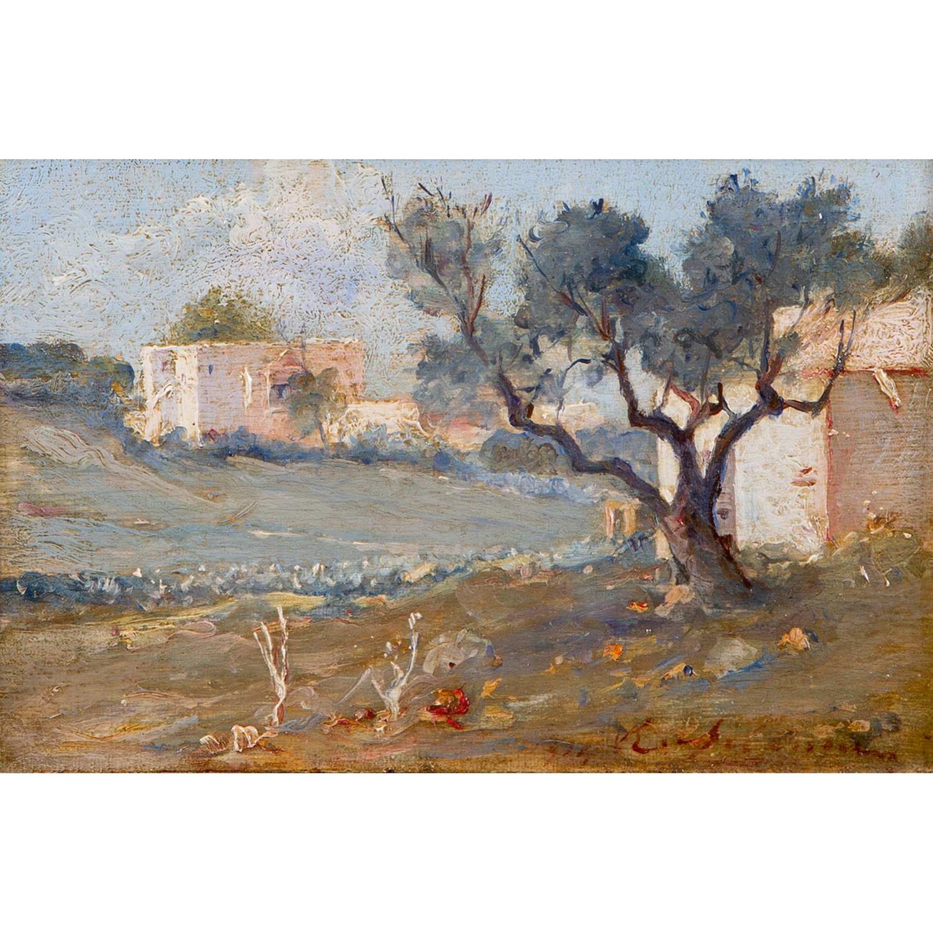 BARON RODOLPHE D'ERLANGER (1872-1932) "UNE VUE de SIDI-BOU-SAÏD PRÈS DE TUNIS, 1913" VIEW OF SIDI-
