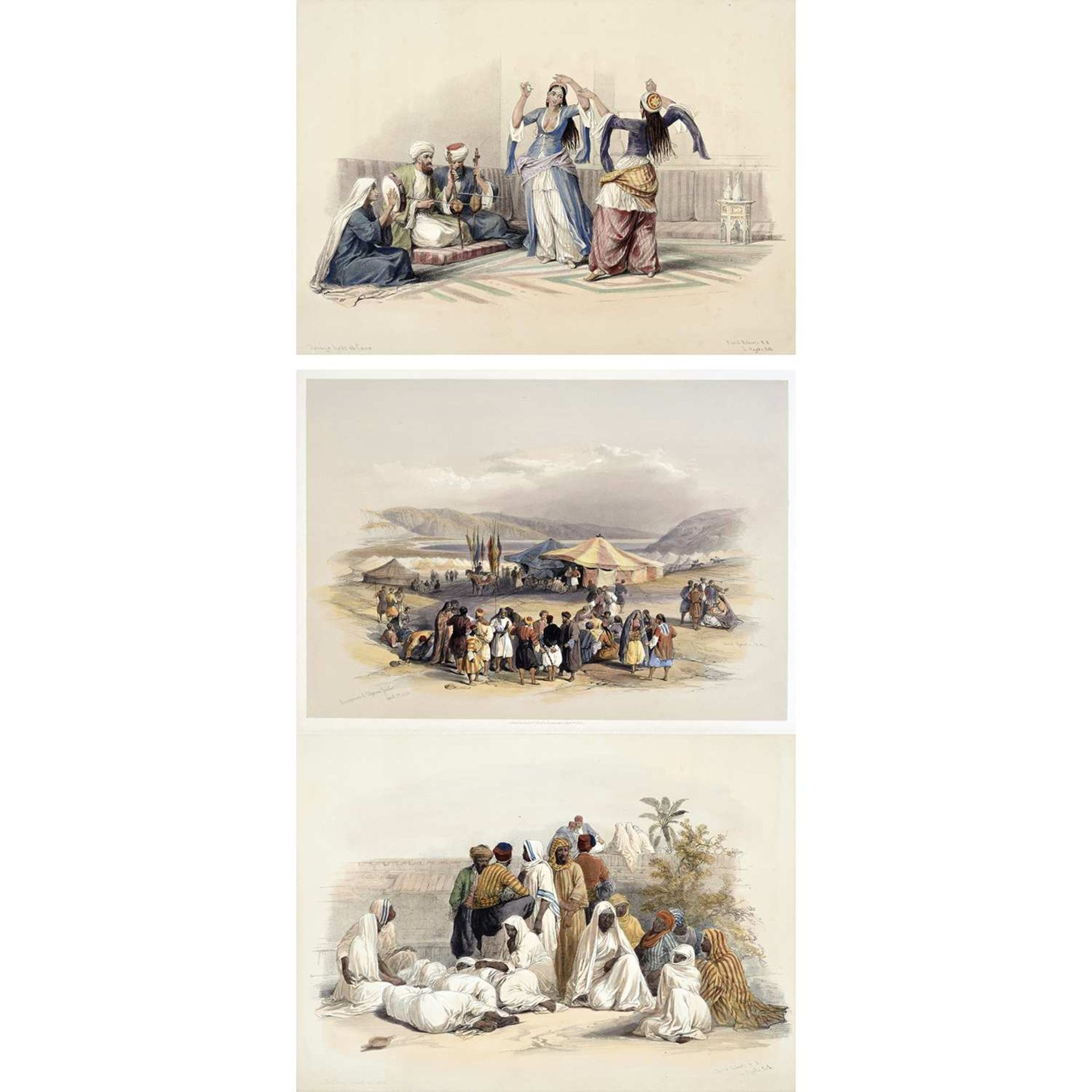 DAVID ROBERTS (1796-1864) - DANCING GIRLS AT CAIRO - IN THE SLAVE MARKET AT CAIRO-ENCAMPMENT OF