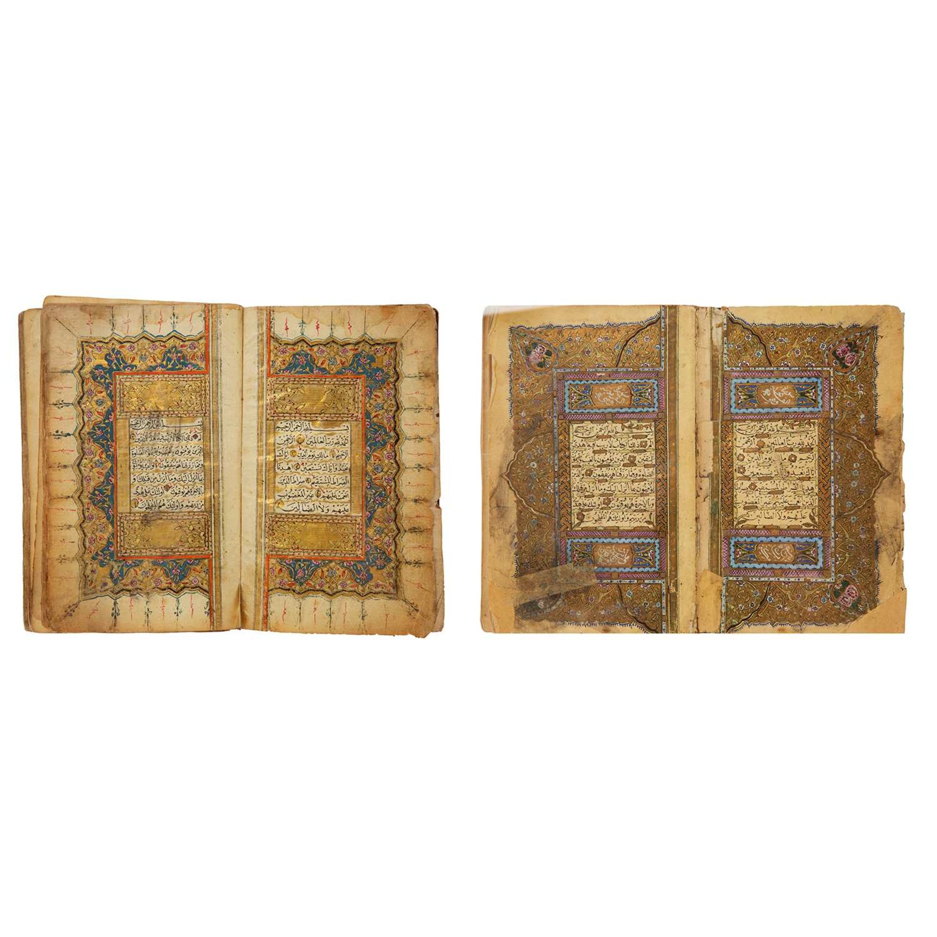 ENSEMBLE DE TROIS CORANS OTTOMANS Trois manuscrits sur papier, textes de 15 lignes par page à l’