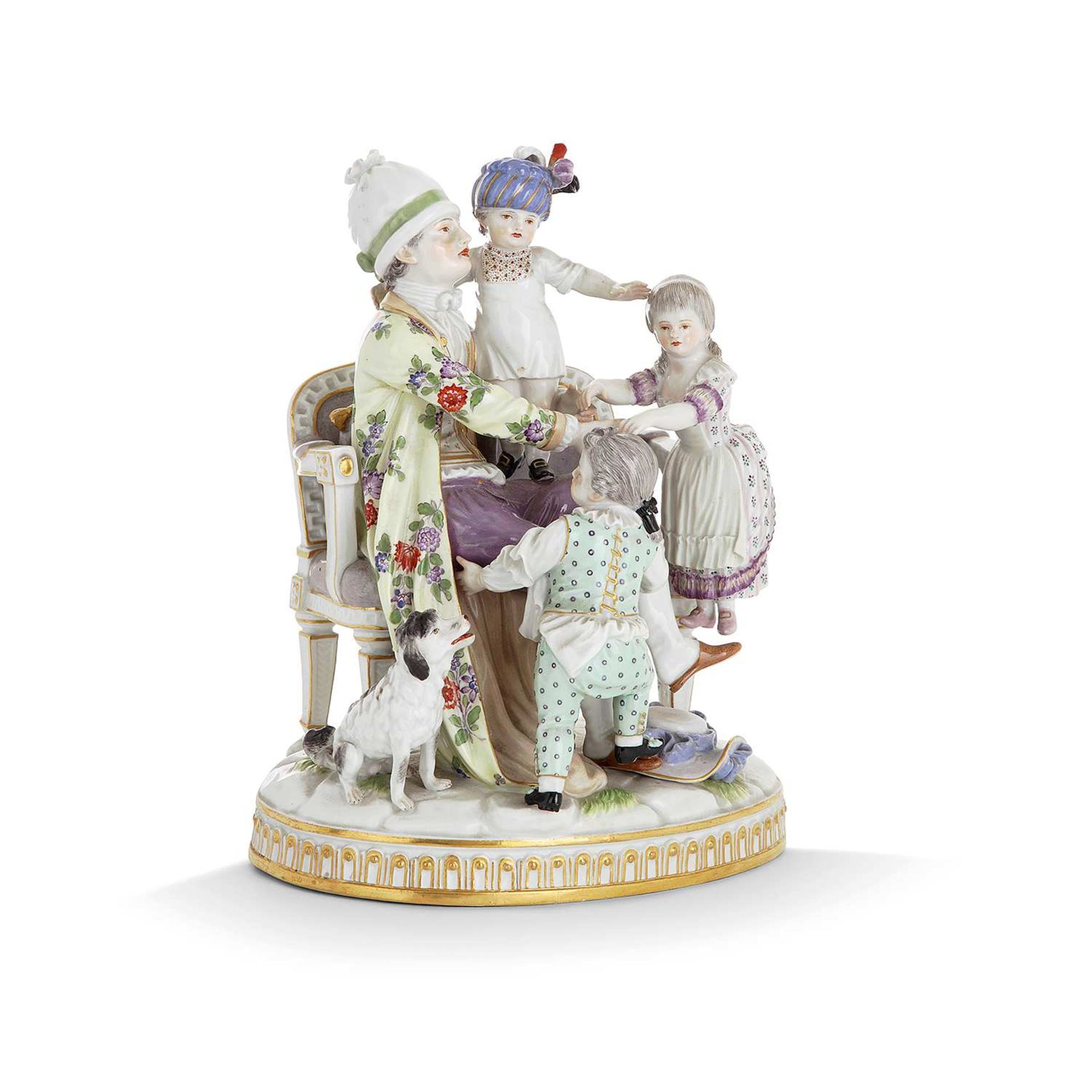 MEISSEN, GROUPE À QUATRE FIGURES EN PORCELAINE, XIXe SIÈCLE