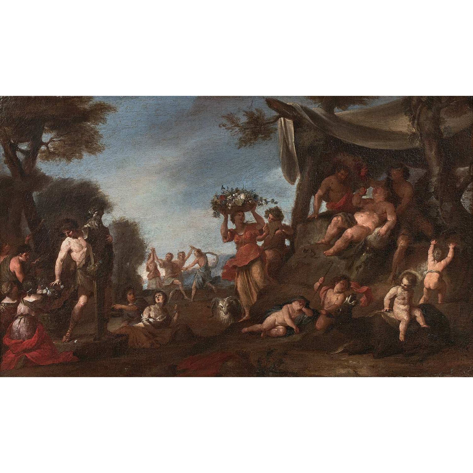 Giovanni Francesco ROMANELLI (1610 () - 1662) Bacchanale Toile Restaurations anciennes