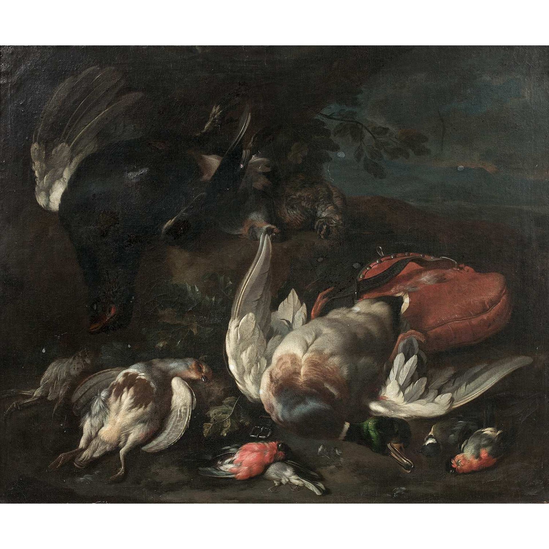 Attribué à Franz Werner VON TAMM (1658-1724) Nature morte au gibier, col-vert, perdreau, bécasse