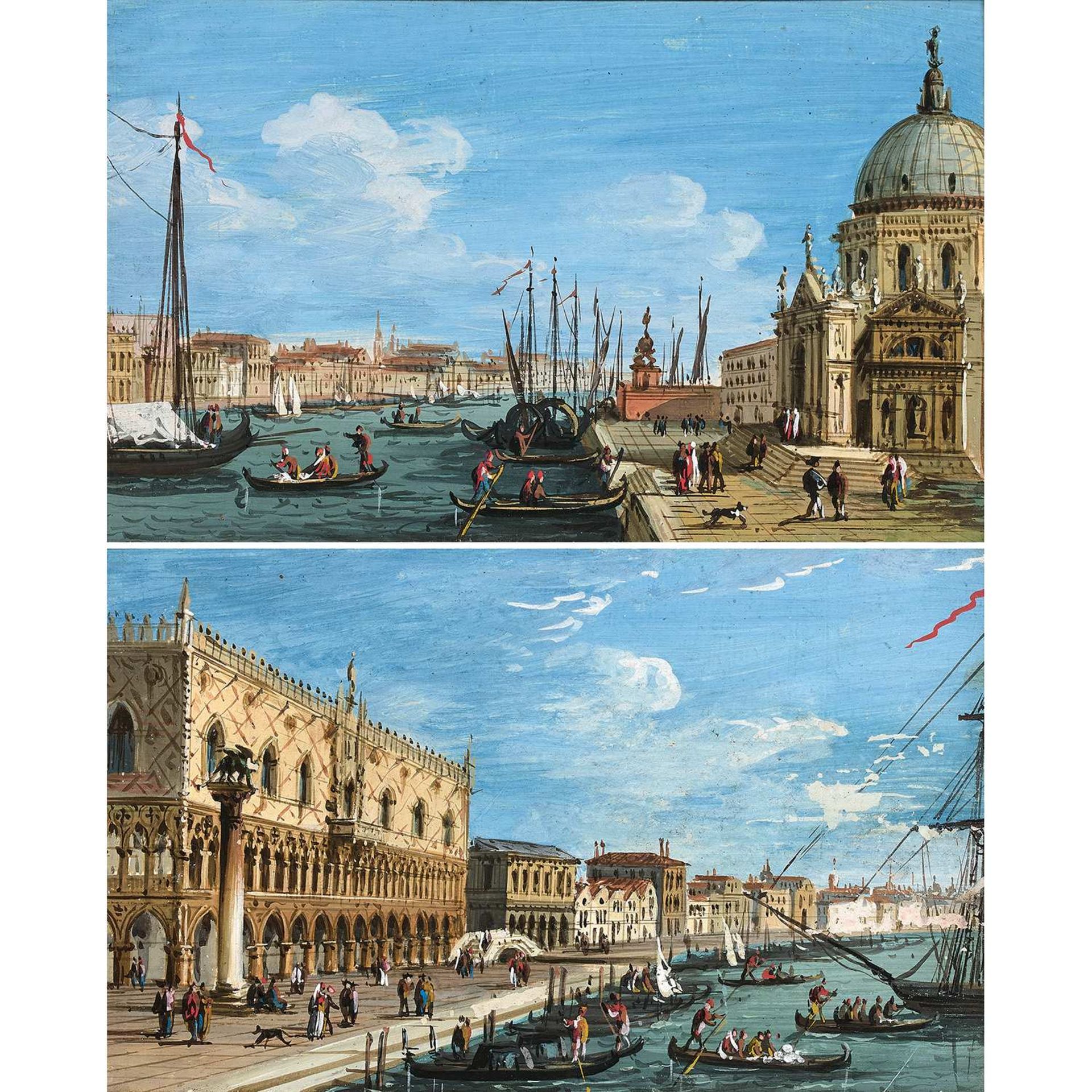 Attribué à Carlo GRUBACS (Venise, 1801-1878) Vues de Venise: Le Palais des Doges et le Grand