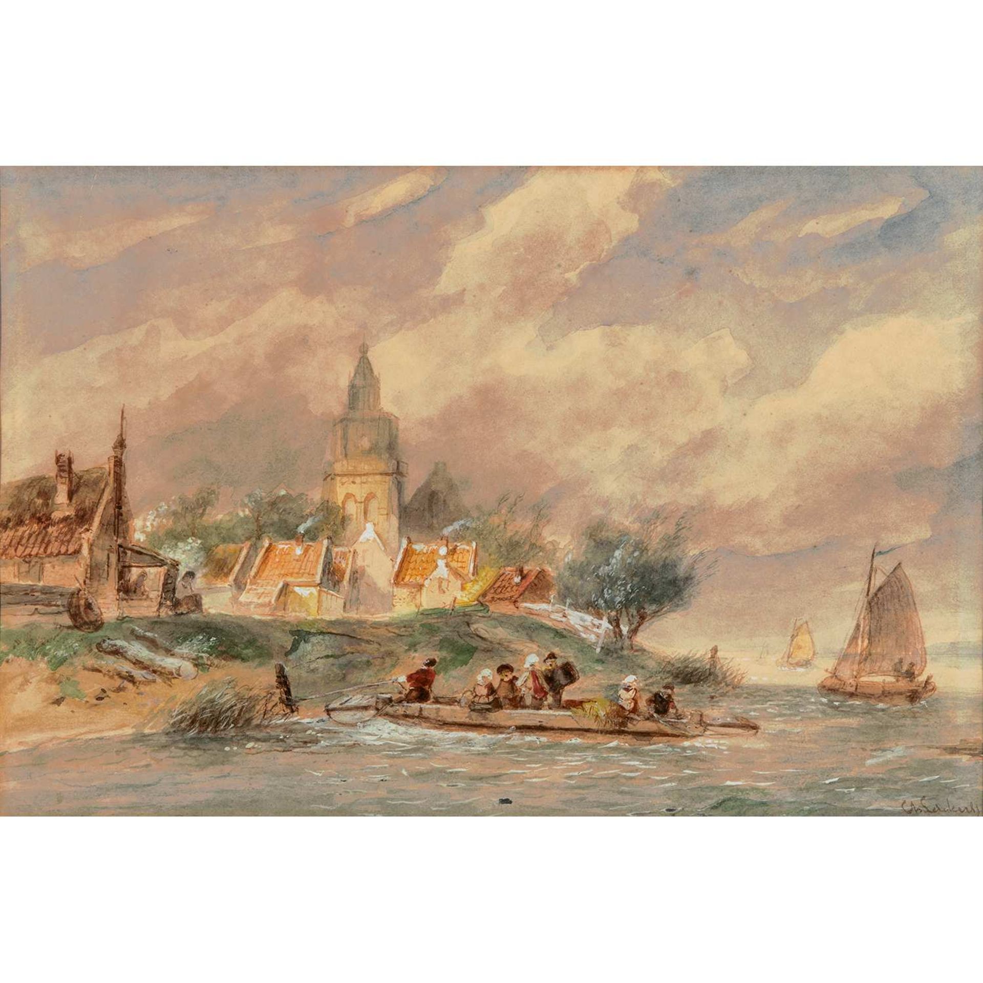 Charles Henri Joseph LEICKERT (Bruxelles, 1816- Mayence, 1907) Scène de bord de mer animée d'une