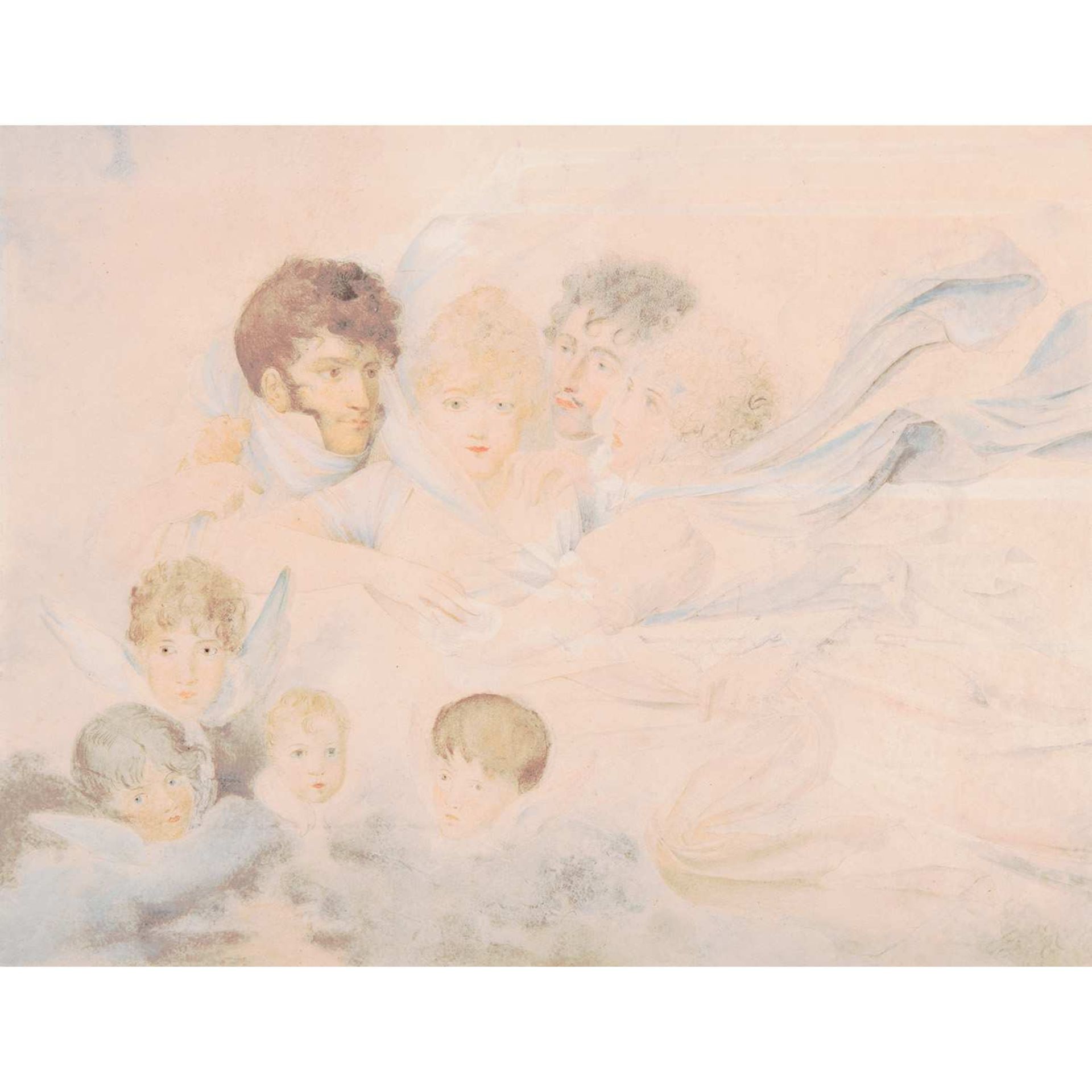 École française du XIXesiècle, suiveur de Jean-Baptiste ISABEY La Famille DE L'artiste Aquarelle