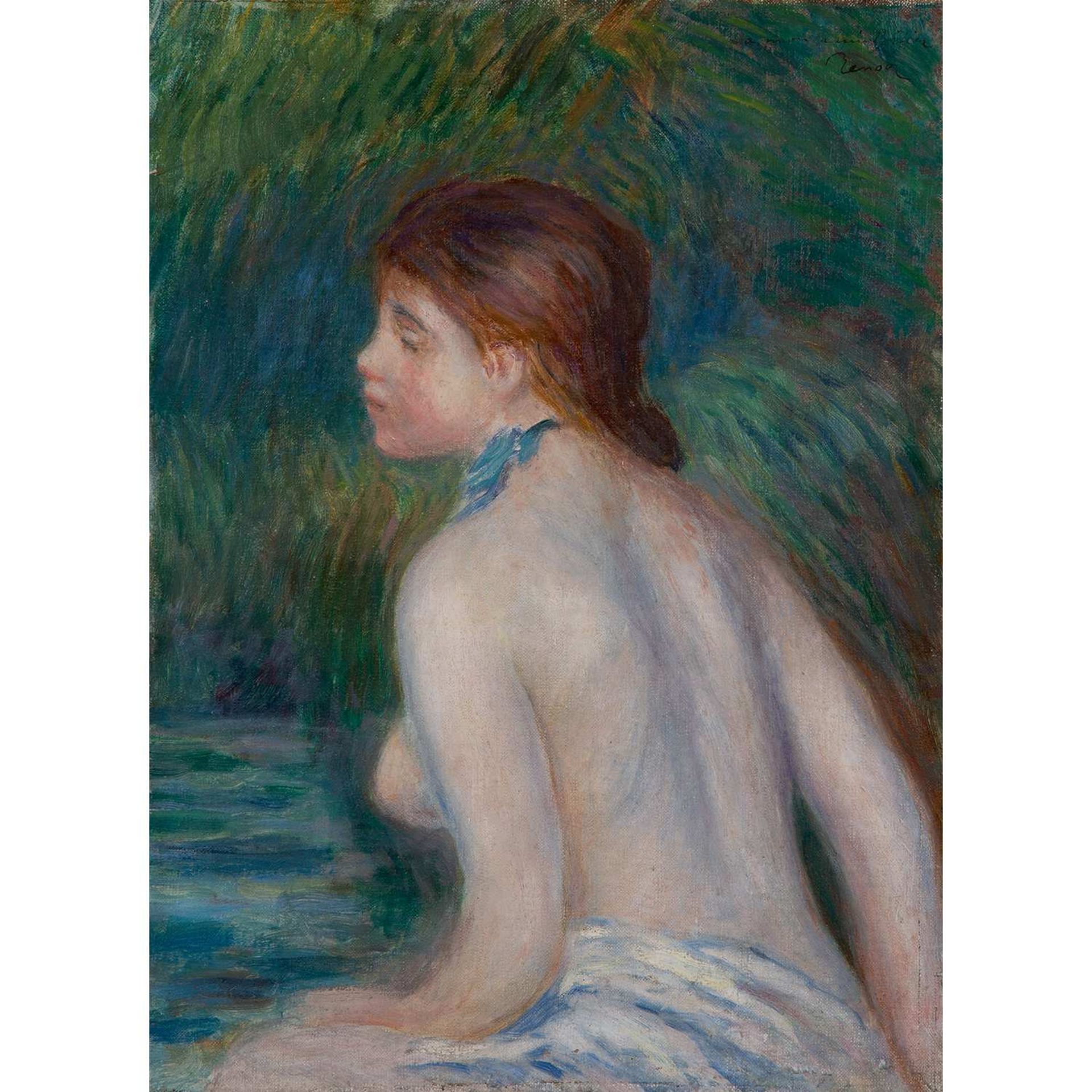 ATTRIBUÉ À PIERRE-AUGUSTE RENOIR (1841-1919) BAIGNEUSE DE PROFIL À GAUCHE Huile sur toile Signée