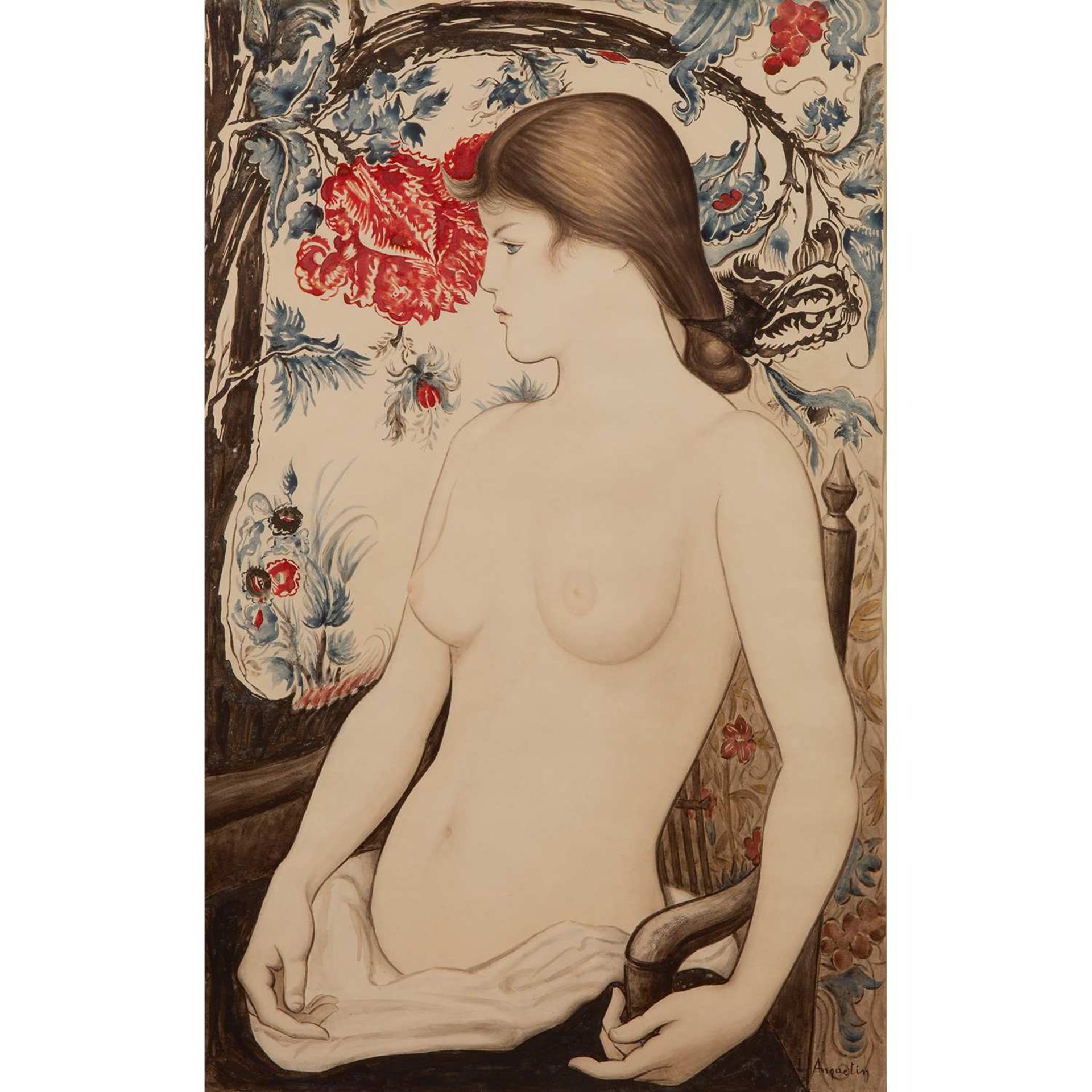 LOUIS ANQUETIN (1861-1932) TORSE DE JEUNE FILLE, JULIETTE VARY Gouache sur papier Signée en bas à