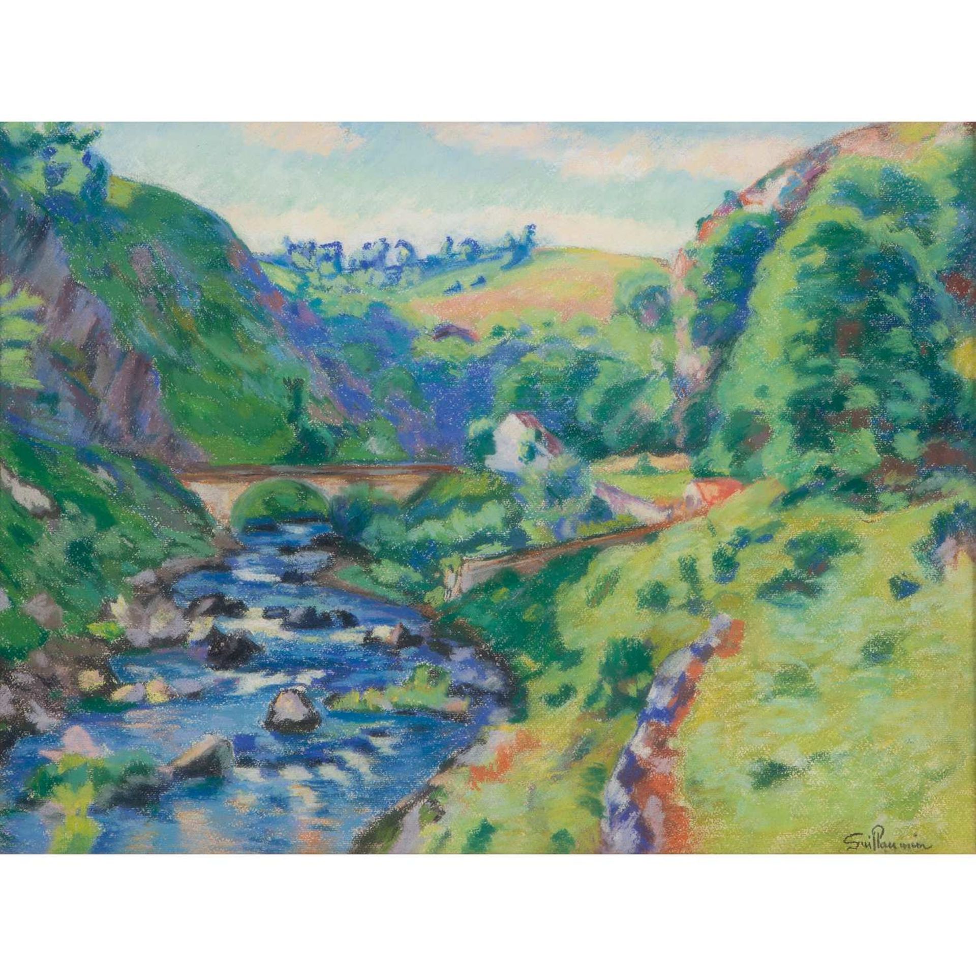 ARMAND GUILLAUMIN (1841-1927) PAYSAGE DE LA CREUSE Pastel sur papier Signé en bas à droite Pastel on