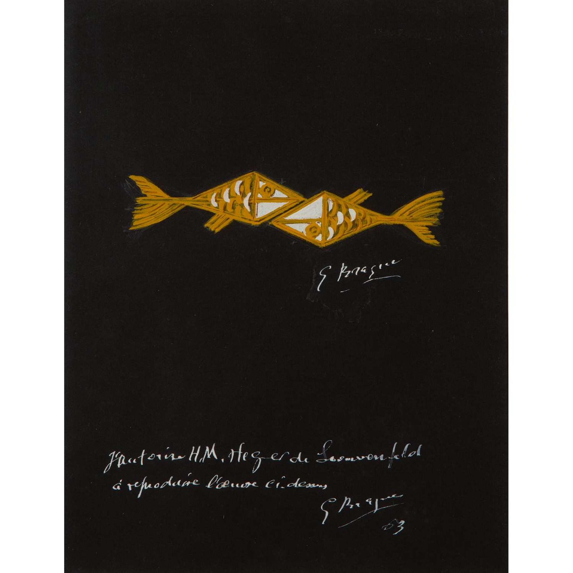 GEORGES BRAQUE (1882-1963) ISMENAS ET PELAGON, 1963 Gouache sur papier teinté Signée vers le haut