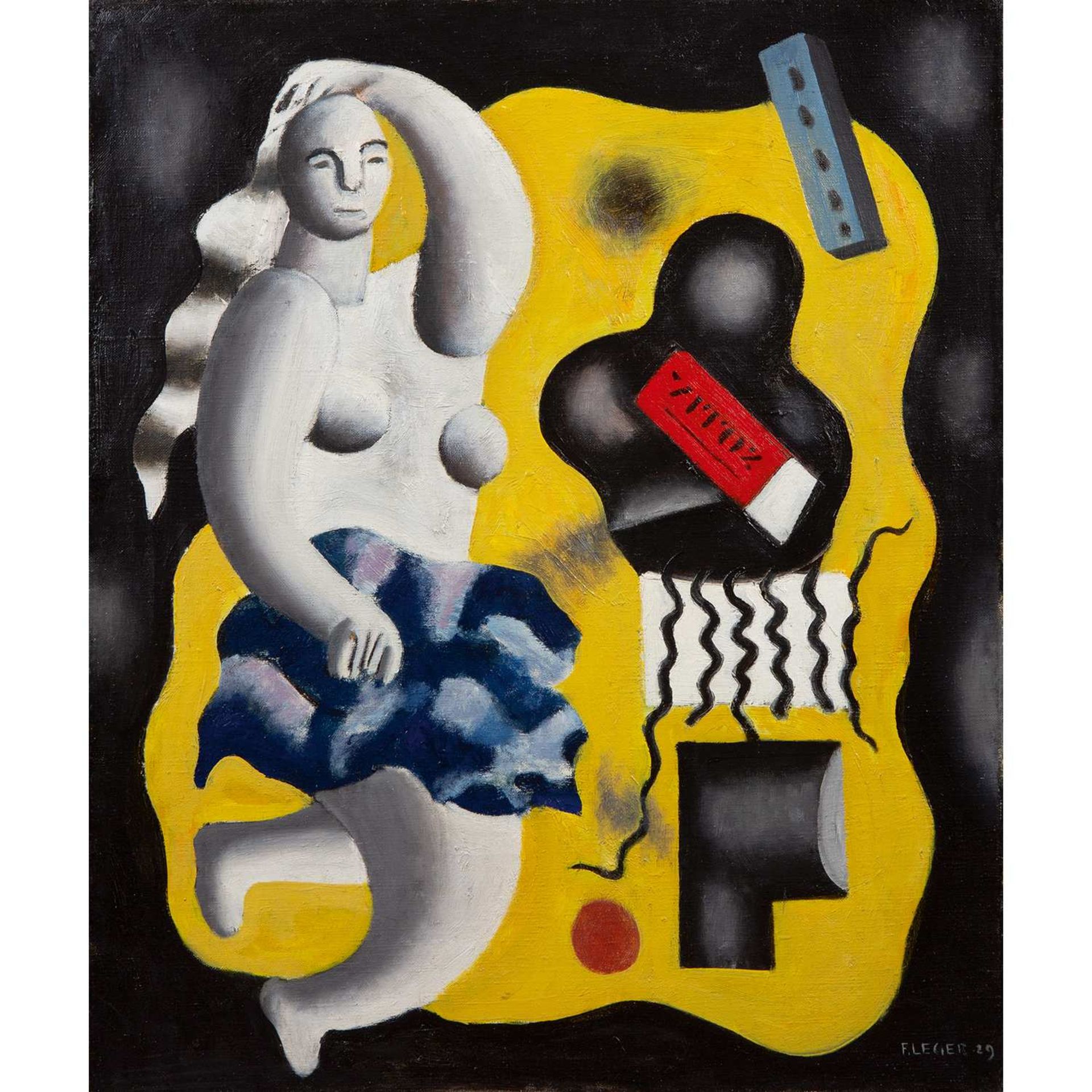 ƒ FERNAND LÉGER (1881-1955) COMPOSITION AVEC FIGURE OU LA DANSEUSE, 1929 Huile sur toile Signée et