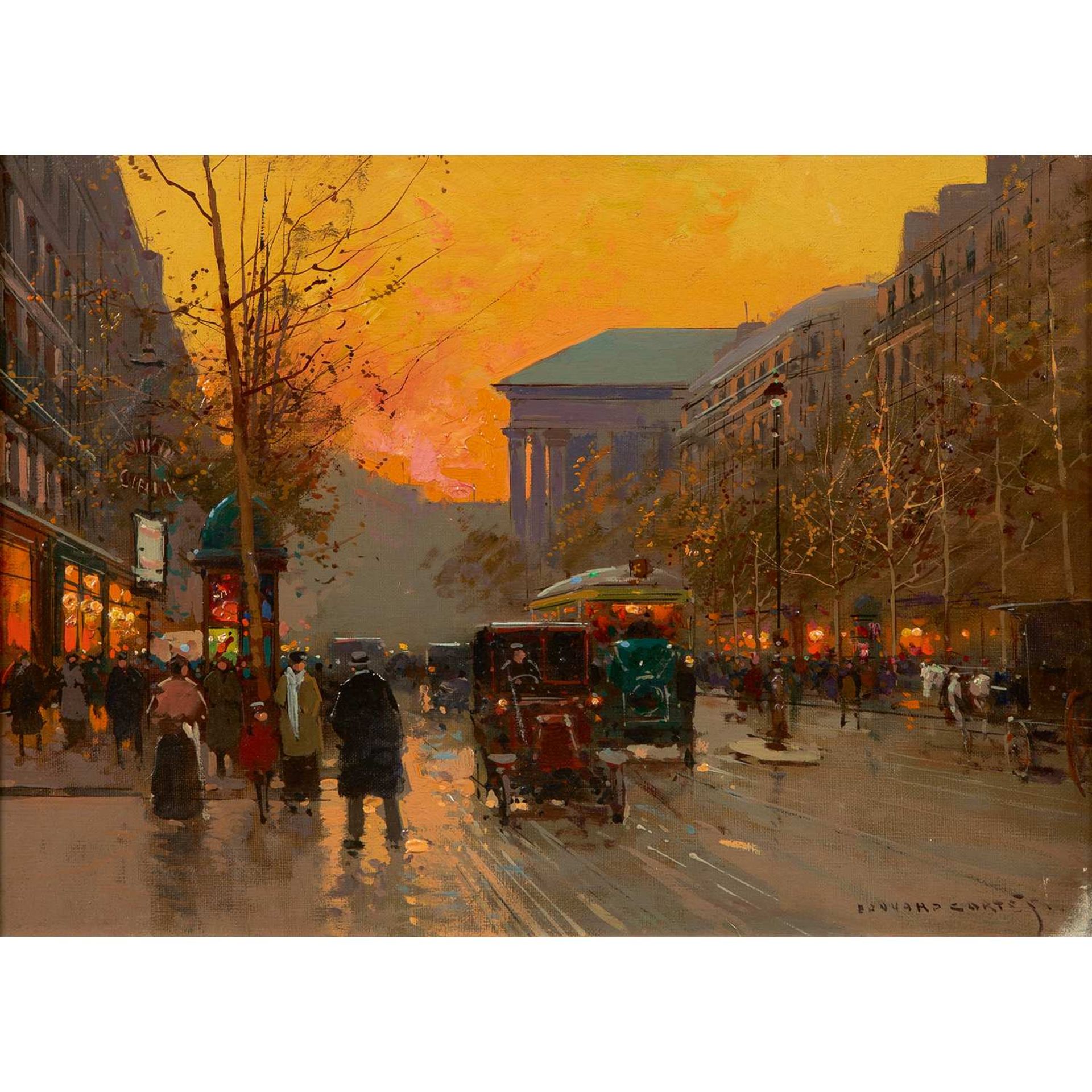 ÉDOUARD-LÉON CORTÈS (1882-1969) PLACE DE LA MADELEINE, FIN DE JOURNÉE Huile sur toile Signée en