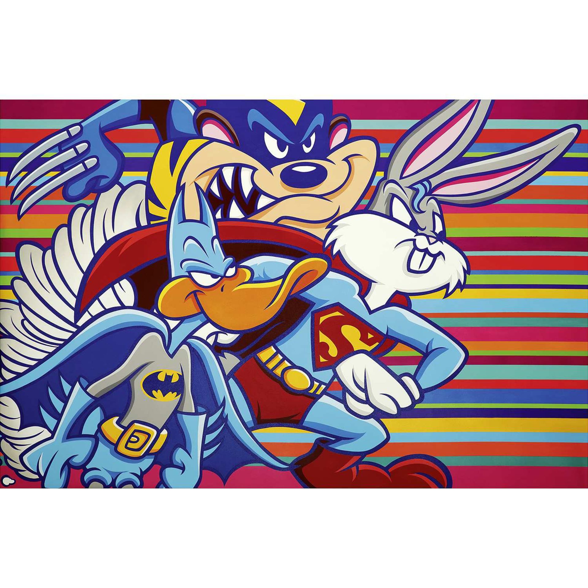 SEEN (né en 1961) LOONEY TUNES SUPERHEROES #2, 2015 Acrylique sur toile Signé et daté au dos Acrylic