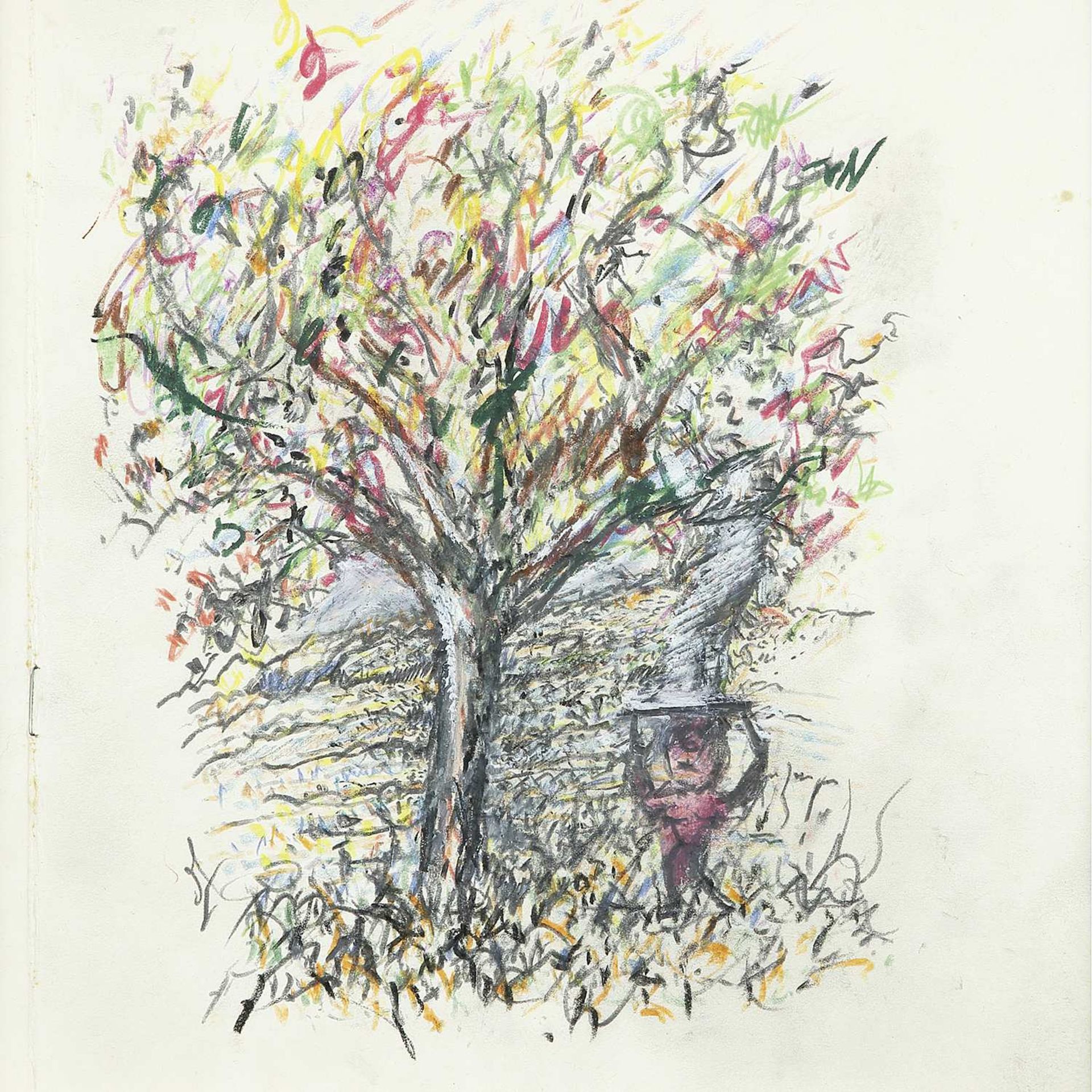 MARTIAL RAYSSE (né en 1936) LSKCSKI (ARBRE), 1974 Gouache, crayon et crayons de couleur sur papier