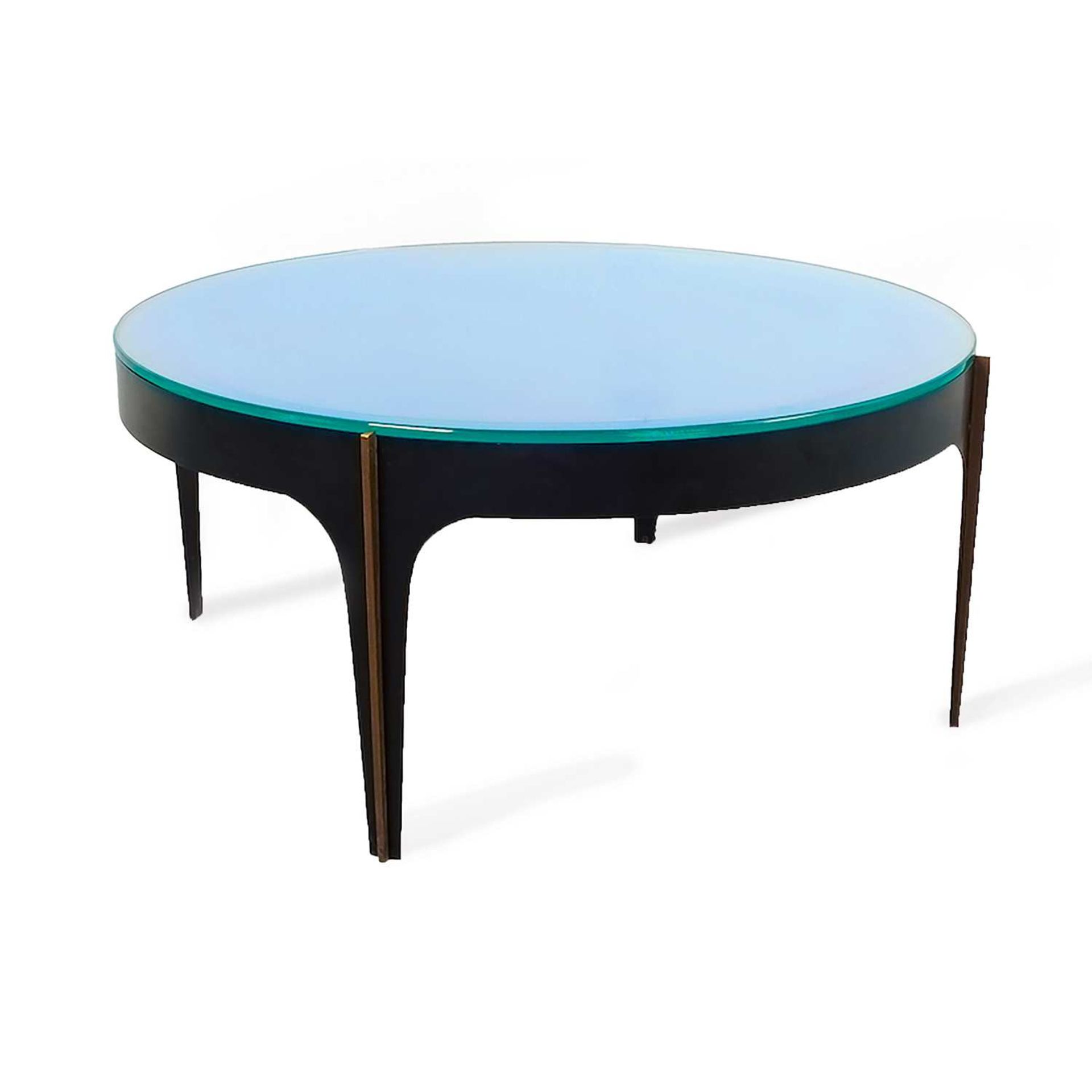 * MAX INGRAND (1908-1969) & FONTANA ARTE (ÉDITEUR) Table basse "1774", piètement en métal laqué noir