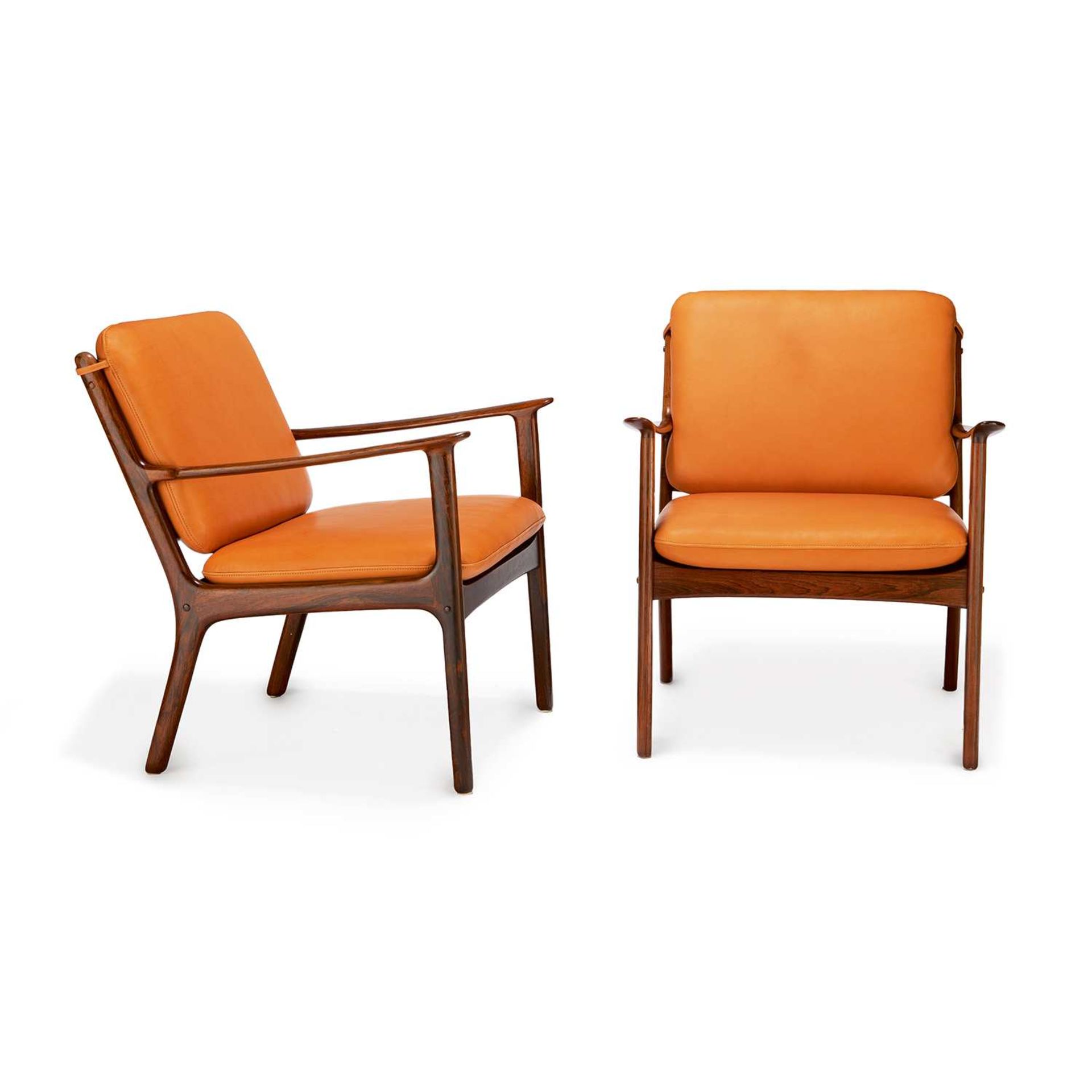OLE WANSCHER (1903-1985) & POUL JEPPESEN (ÉDITEUR) Paire de fauteuils bas à structure en teck,