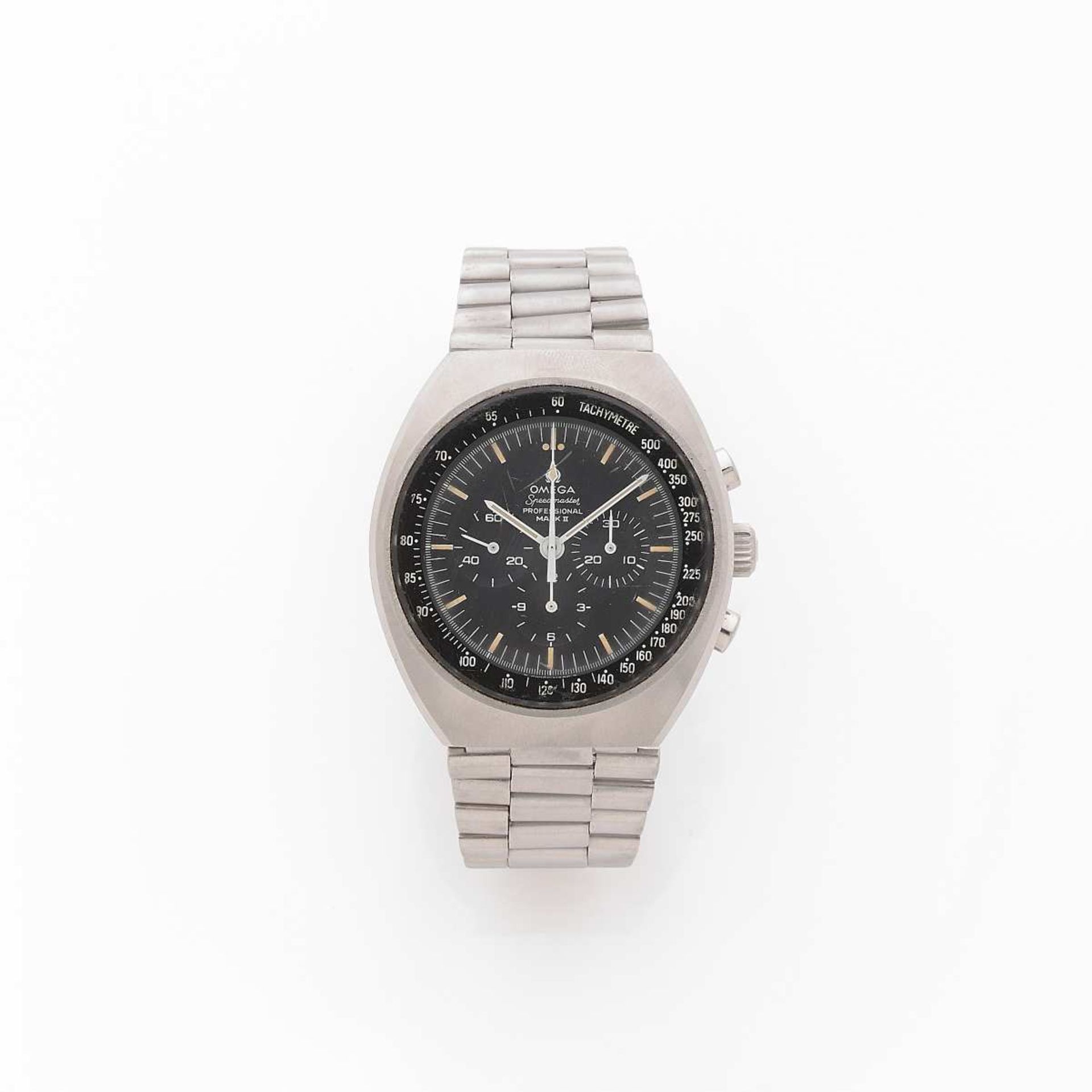 OMEGA SPEEDMASTER MARK II REF.145.014 VERS 1970 Montre bracelet en acier avec chronographe.