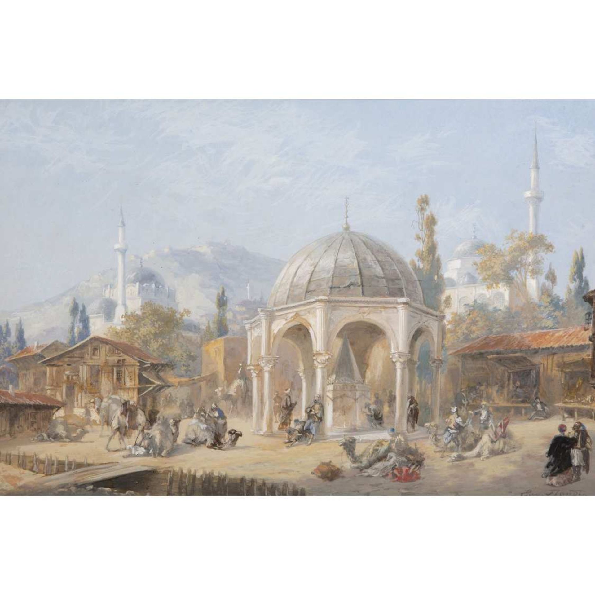 EUGÈNE FLANDIN (1809-1876) FONTAINE DU KHAN DES CHAMEAUX, SMYRNE THE FOUNTAIN OF THE CAMELS,