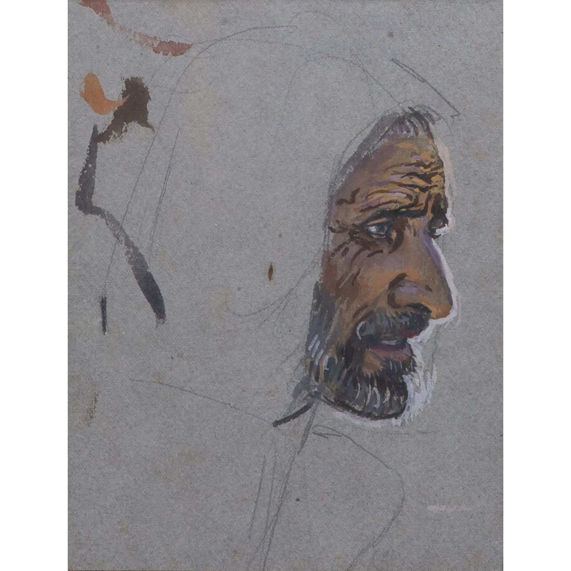 ALPHONSE ÉTIENNE DINET (1861-1929) ÉTUDE DE TÊTE D'ORIENTAL STUDY OF A HEAD Gouache et crayon sur