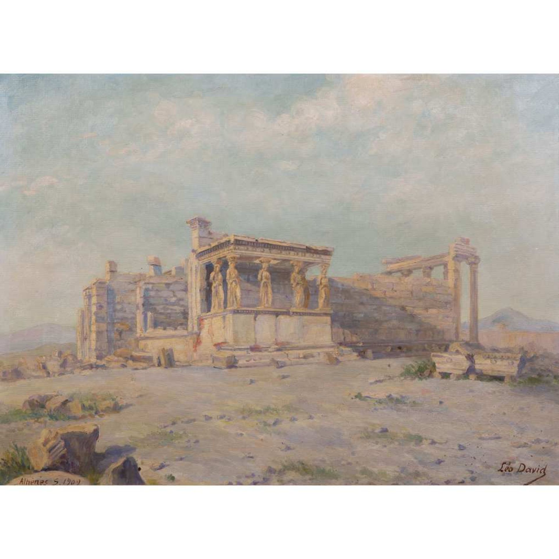 LÉO DAVID (1864-1952) L'ÉRECHTHÉION SUR L'ACROPOLE D'ATHÈNES, 1909 ACROPOLIS ERECHTHEION SOUTH SIDE,