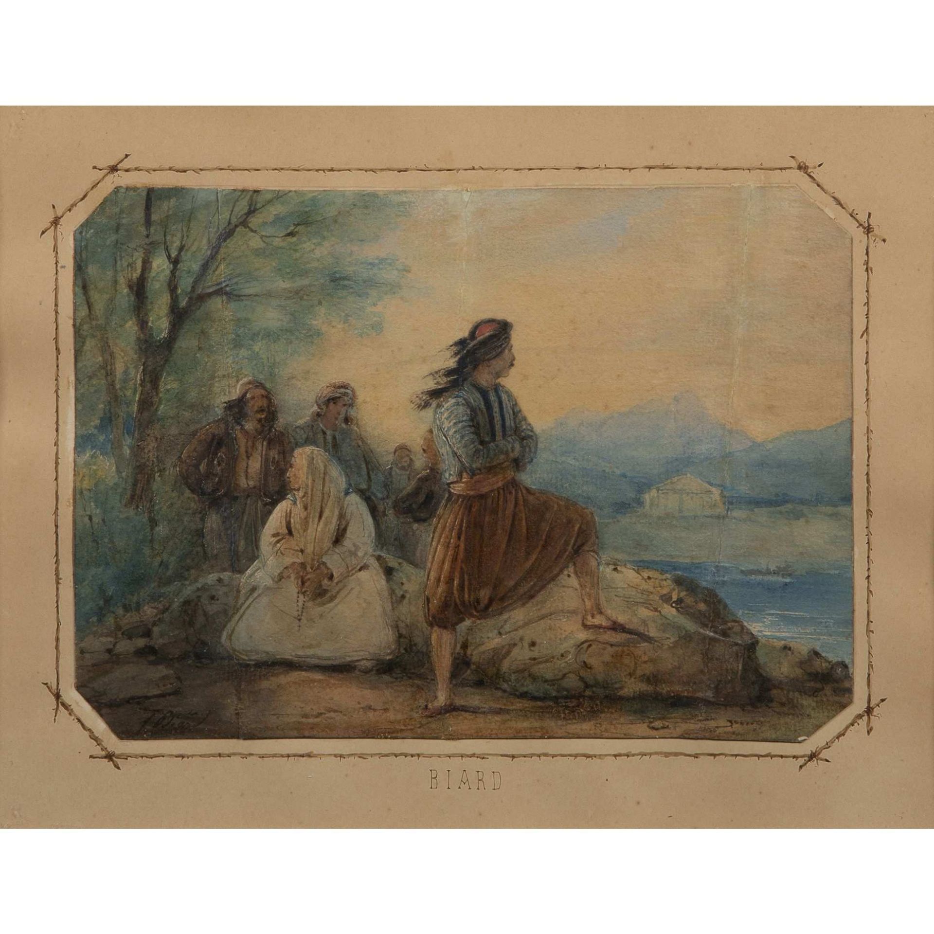 FRANÇOIS-AUGUSTE BIARD (1798-1882) JEUNE GREC REGARDANT L'HORIZON GREEK MAN LOOKING AT THE HORIZON