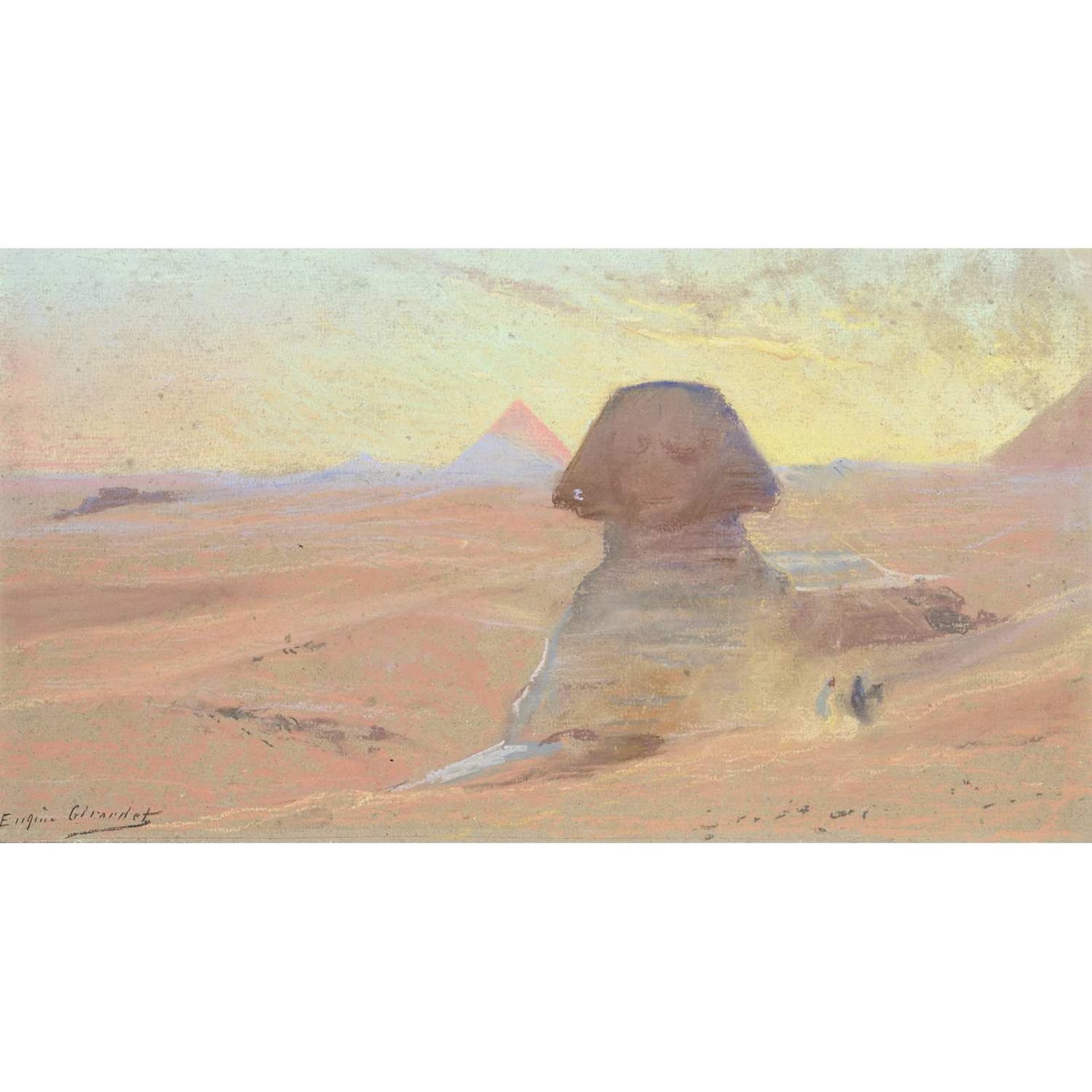 EUGÈNE-ALEXIS GIRARDET (1853-1907) ÉTUDE DE SPHINX STUDY OF A SPHINX Pastel sur papier, signé en bas