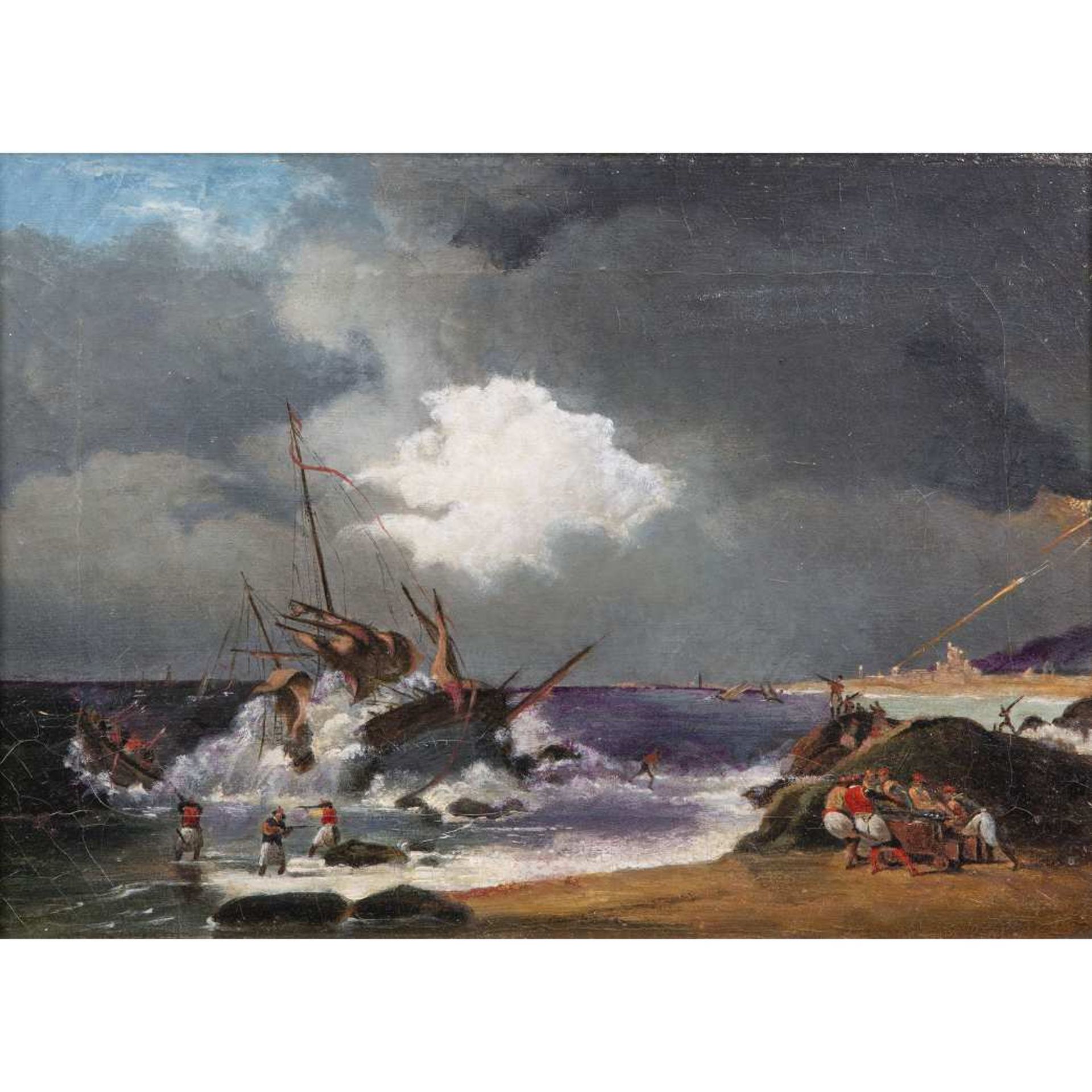 ÉCOLE ORIENTALISTE (FIN DU XIXE SIÈCLE) D'APRÈS HORACE VERNET LA BATAILLE DU PIRÉE THE BATTLE OF