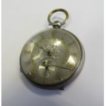 A silver open faced pocket watch with silvered gilt dial, one baton loose but present, sub second