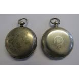 A silver full hunter pocket watch unglassed dial marked 8355, sub second dial, all batons
