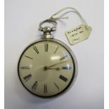 An early Victorian silver pair cased pocket watch with gilt batons. Both inner cases hallmarked