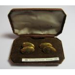 A part of 9ct gold art deco oval cufflinks, hallmarked for Birmingham 1926, the length of cufflink