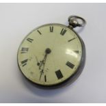 An early Victorian silver open faced pocket watch, off white face with sub second dial and plain