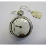 SAM ATKINS LONDON 1221 - A silver pair cased Cylinder Escapement pocket watch with white enamel