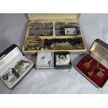 A good collection of vintage and modern costume jewellery to include rings, earrings and masonic