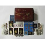 A collection of various coins including Great British 1983 coin collection bag of Silver 3d pieces