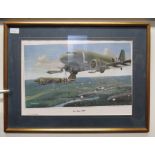 A glazed framed print by Ivan Berryman, 6th June 1944. Size - 59x45cm approx.