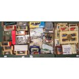 Three boxes of Lledo, Corgi diecast etc. See photo