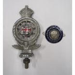 An early RAC badge with kings crown and enamelled union jack to one side, good condition, together