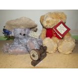 Russ Berrie Queens Jubilee Bear 1952-2002, boxed mauve 'Homeless Bears' lady bear with hat