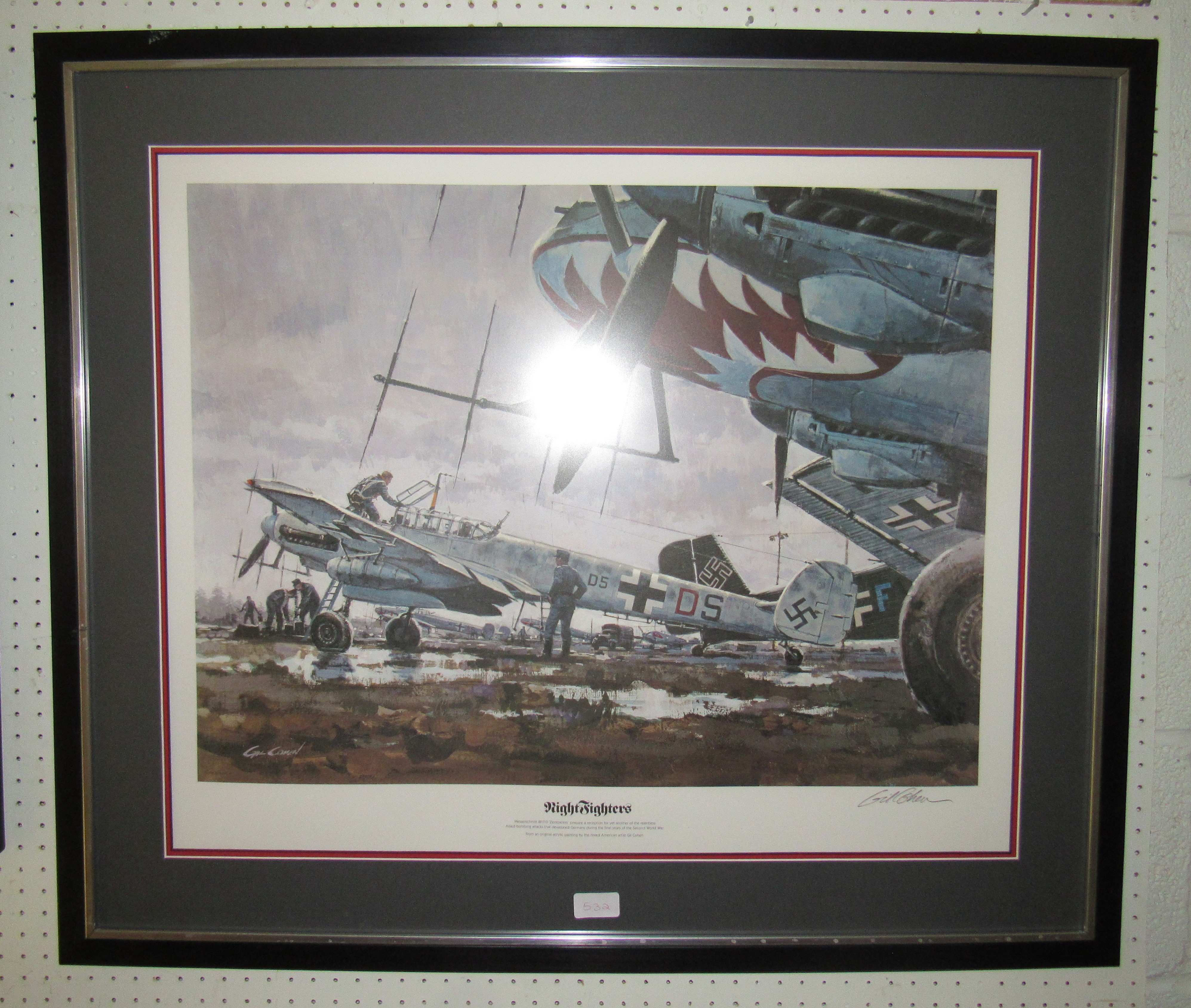 A glazed framed signed limited edition print by Gil Cohen, 'Night Fighters'