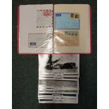 A folder of Air Mail stamps and postmans caches, together with a small collection of ship
