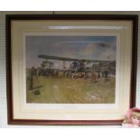 A framed and glazed limited edition print 'Hounslow Heath 1919' by Terence Cuneo, 62/250. Originally
