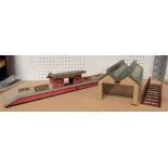 Rare Pre-war Hornby Dublo wooden engine shed D1 with original Hornby Decal. All the celluloid for
