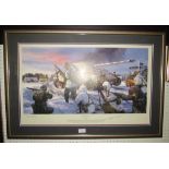 A framed and glazed signed limited edition print by Simon Smith, 143/245, 'Act of Valour'. Size -