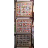 Five framed full sets of cigarette cards, with glass both sides of frames, to include Wills