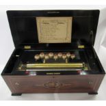 Large 19th century Musical Box - 12 Air movement striking on 9 graduated bells with start/stop and