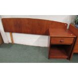 A Stag teak double 4'6' headboard together with one Stag bedside table with drawer and open shelf